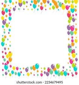 Cute Birthday Balloon Vector  White Background. Design Baloon Illustration. Red and Green and Yellow Decoration Backdrop. Color Holiday Inflatable Ball Poster.