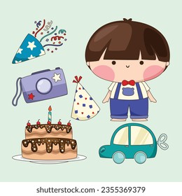 Cute Birthday Boy Vector Illustration