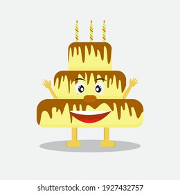 Cute birthday cake character illustration design, can be used for icons, emojis, etc.