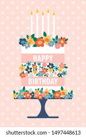 cute birthday cake with colorful flower design