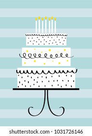 cute birthday cake greeting card design