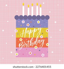 cute birthday cake greeting card design