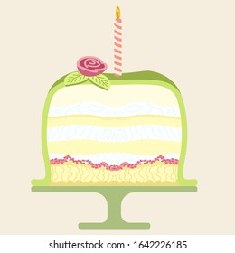 Cute birthday cake icon. Hand drawn vector illustration.