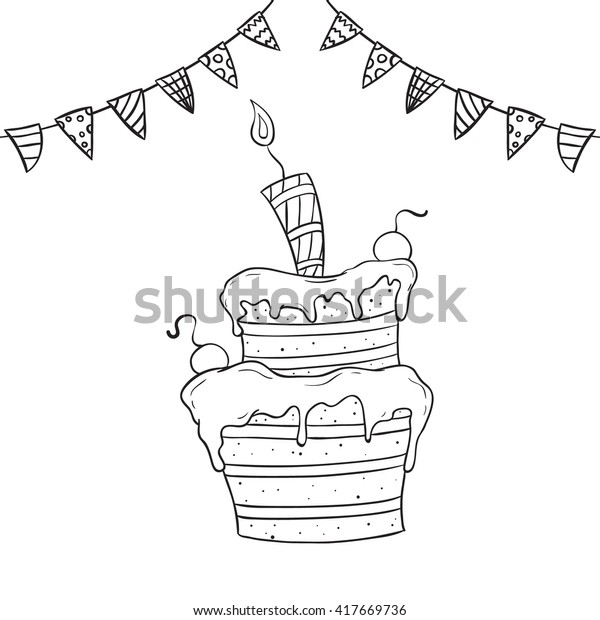 Image Vectorielle De Stock De Gateau D Anniversaire Mignon A La Croute