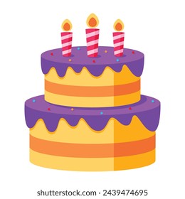 Cute Birthday Cake. vector illustration.