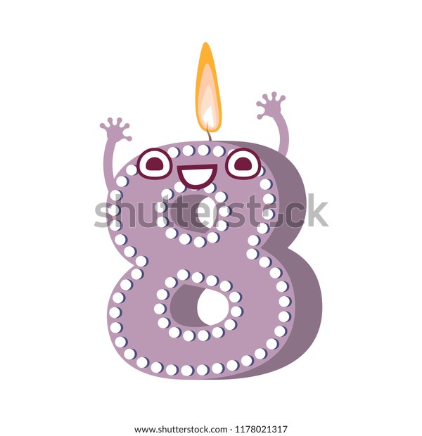 Cute Birthday Candle Number Eight 8 Stock Vector Royalty Free 1178021317