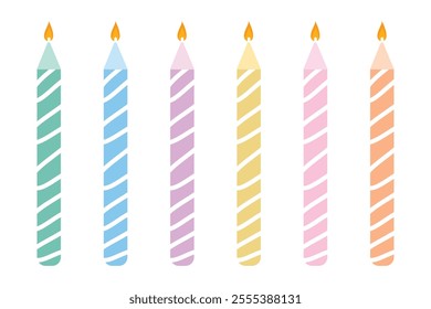 Cute birthday candles element set. Pastel color. Suitable for flat design illustration, clip art, stickers, etc