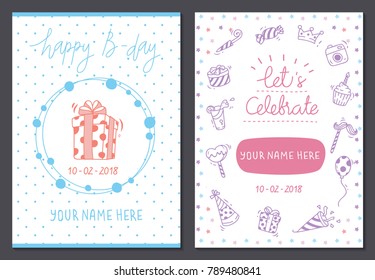 Cute birthday card design template