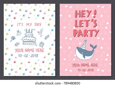 Cute birthday card design template