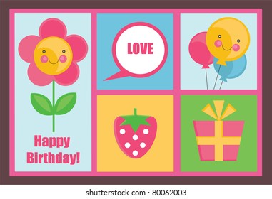 cute birthday card. vector illustration