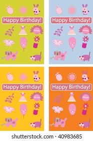 cute birthday cards templates. vector