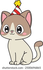 Cute birthday cat vector illustration