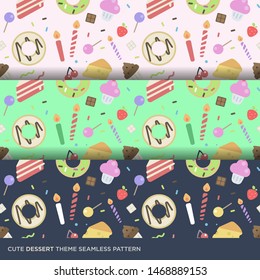 Cute birthday dessert seamless pattern