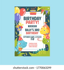 cute birthday dino invitations card