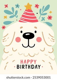 Cute Birthday Dog Vector Illustration - Perfect for Greeting Cards and Party Invitations