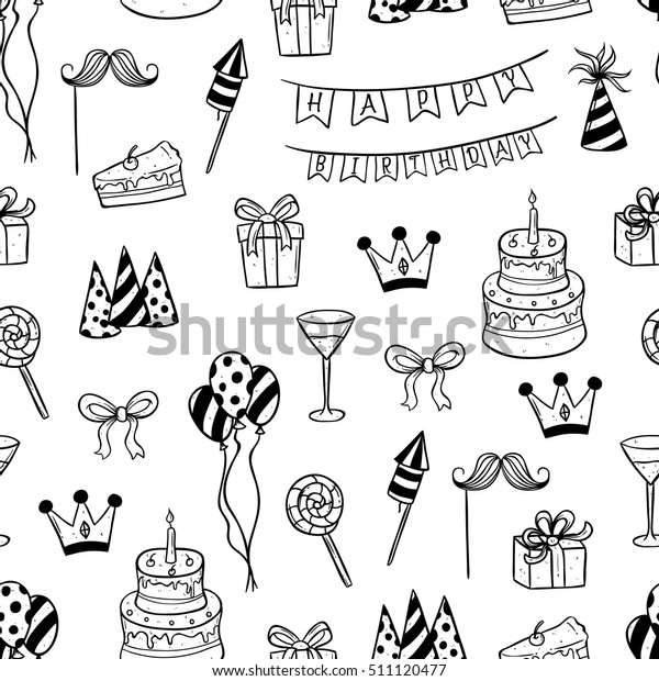 Elements D Anniversaire Mignons En Motif Harmonieux Image Vectorielle De Stock Libre De Droits