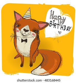 Cute birthday fox