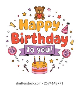 Cute Birthday Greeting with Cake