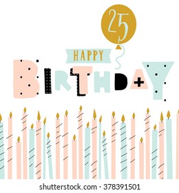 Cute Birthday greeting card with color candles