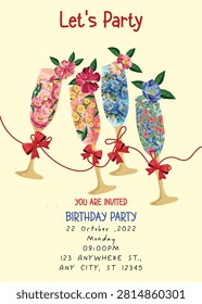 CUTE BIRTHDAY INVITATION VECTOR DESAIN
