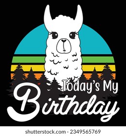 Cute Birthday Llama T-Shirt Funny Bday Animal Party Tee T-Shirt