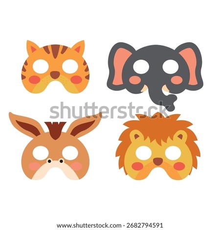 Cute birthday mask theme animal head collection cartoon icon illustration