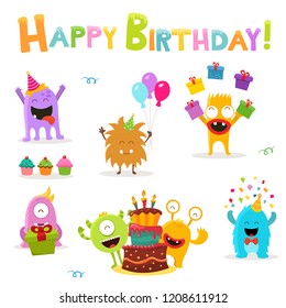 Cute Birthday Monsters Set