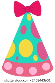 Cute birthday party hat vector illustration isolated on white background.