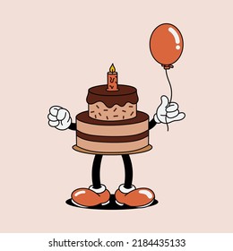 ilustración vectorial de carácter de esponja de cumpleaños lindo, perfecta para iconos, pegatinas y logos
