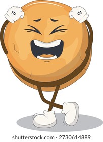 Bonito Biscoito Cookie Personagem. Isolado em Fundo Branco. Ilustração vetorial em estilo de desenho animado.