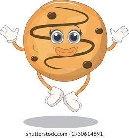 Bonito Biscoito Cookie Personagem. Isolado em Fundo Branco. Ilustração vetorial em estilo de desenho animado.