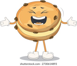 Bonito Biscoito Cookie Personagem. Isolado em Fundo Branco. Ilustração vetorial em estilo de desenho animado.