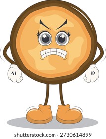Bonito Biscoito Cookie Personagem. Isolado em Fundo Branco. Ilustração vetorial em estilo de desenho animado.