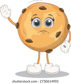 Bonito Biscoito Cookie Personagem. Isolado em Fundo Branco. Ilustração vetorial em estilo de desenho animado.