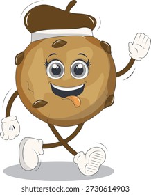 Bonito Biscoito Cookie Personagem. Isolado em Fundo Branco. Ilustração vetorial em estilo de desenho animado.