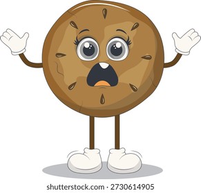 Bonito Biscoito Cookie Personagem. Isolado em Fundo Branco. Ilustração vetorial em estilo de desenho animado.