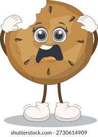 Bonito Biscoito Cookie Personagem. Isolado em Fundo Branco. Ilustração vetorial em estilo de desenho animado.
