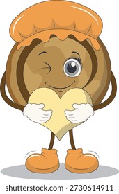 Bonito Biscoito Cookie Personagem. Isolado em Fundo Branco. Ilustração vetorial em estilo de desenho animado.