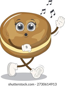 Bonito Biscoito Cookie Personagem. Isolado em Fundo Branco. Ilustração vetorial em estilo de desenho animado.