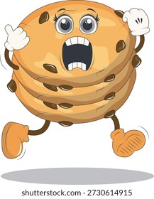 Bonito Biscoito Cookie Personagem. Isolado em Fundo Branco. Ilustração vetorial em estilo de desenho animado.