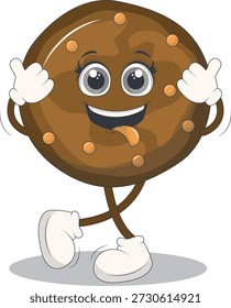Bonito Biscoito Cookie Personagem. Isolado em Fundo Branco. Ilustração vetorial em estilo de desenho animado.