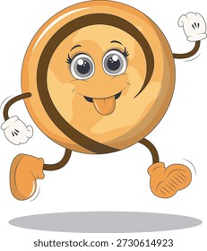 Bonito Biscoito Cookie Personagem. Isolado em Fundo Branco. Ilustração vetorial em estilo de desenho animado.
