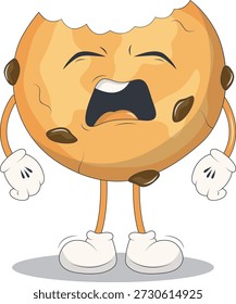 Bonito Biscoito Cookie Personagem. Isolado em Fundo Branco. Ilustração vetorial em estilo de desenho animado.