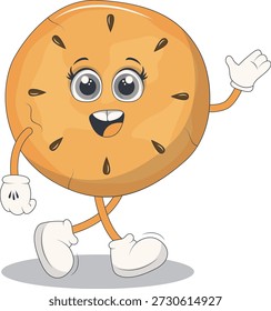 Bonito Biscoito Cookie Personagem. Isolado em Fundo Branco. Ilustração vetorial em estilo de desenho animado.