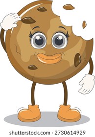 Bonito Biscoito Cookie Personagem. Isolado em Fundo Branco. Ilustração vetorial em estilo de desenho animado.