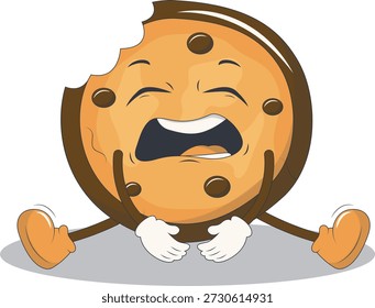 Bonito Biscoito Cookie Personagem. Isolado em Fundo Branco. Ilustração vetorial em estilo de desenho animado.