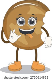 Bonito Biscoito Cookie Personagem. Isolado em Fundo Branco. Ilustração vetorial em estilo de desenho animado.