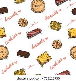 cute biscuit doodle background seamless background