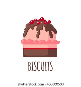 Cute biscuit icon in flat style isolated on white background. Vector illustration