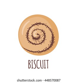 Cute biscuit icon isolated on white background. Element for menu. Vector illustration